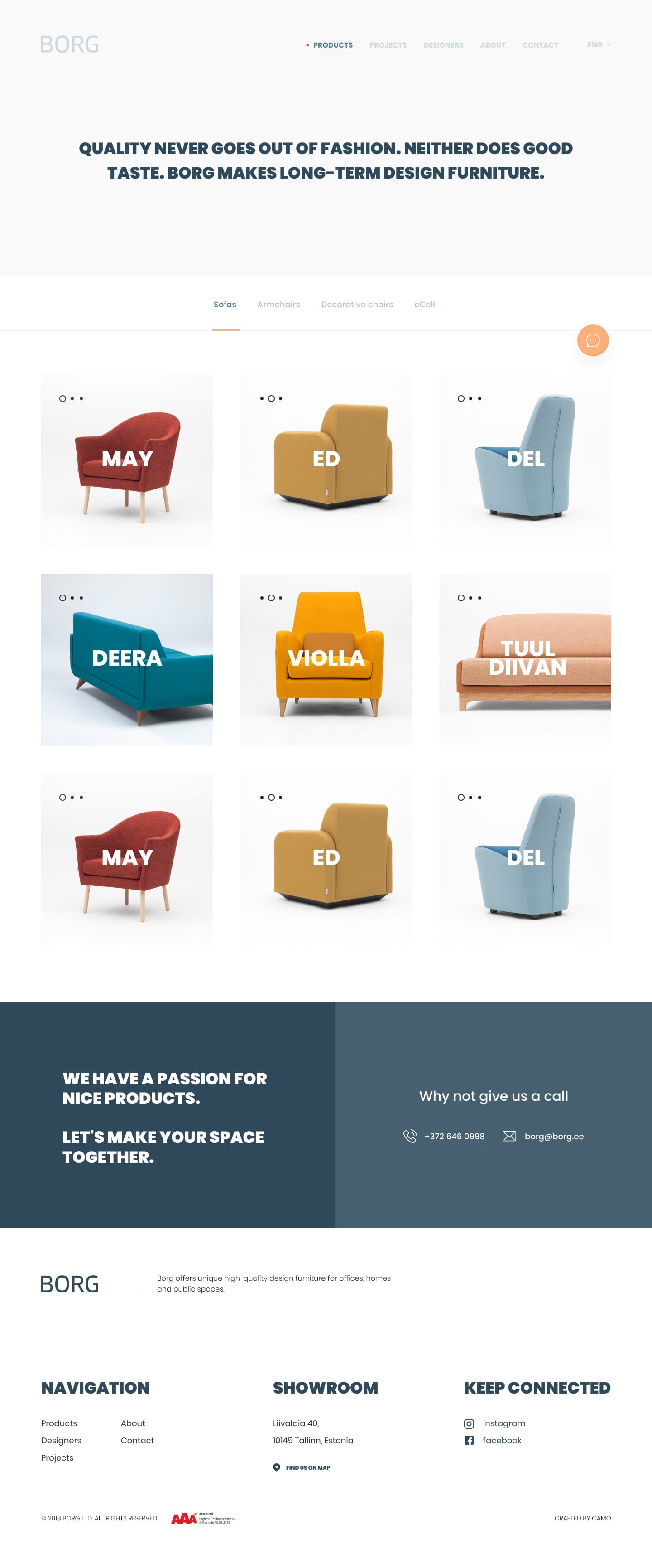 Borg Furniture product catalogue — desktop