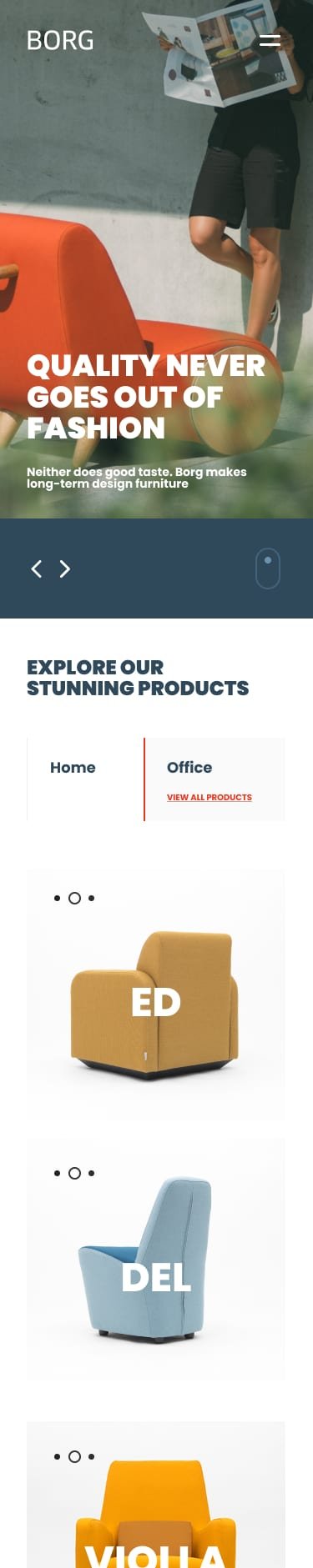 Borg Furniture mobile hero — quality never goes out of fashion
