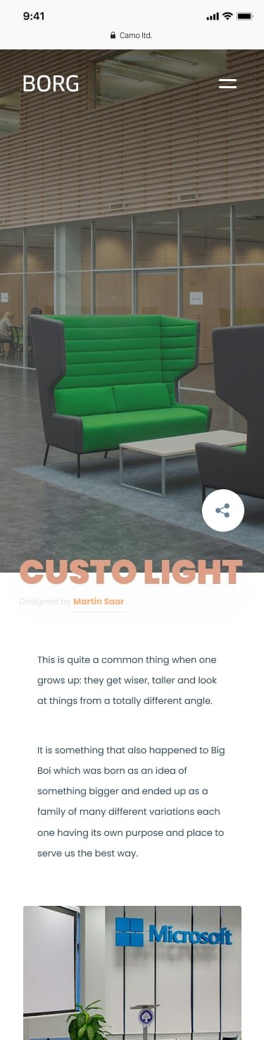 Borg Furniture mobile Custo Light product page